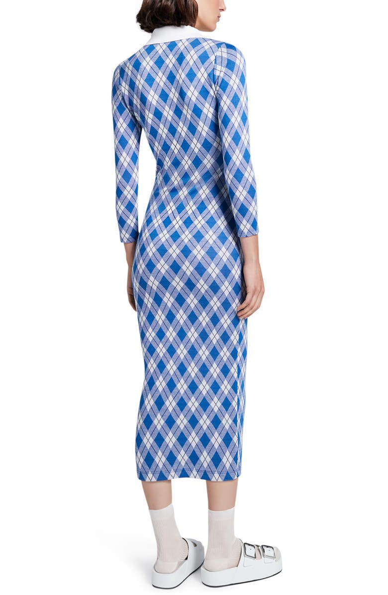 Smythe Argyle Polo Body-Con Midi Dress, Alternate, color, 