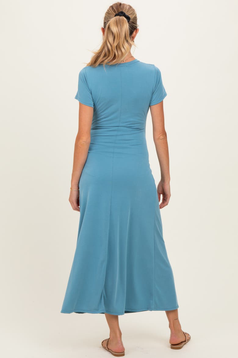 Short Sleeve Ruched Midi Dress, Alternate, color, Blue