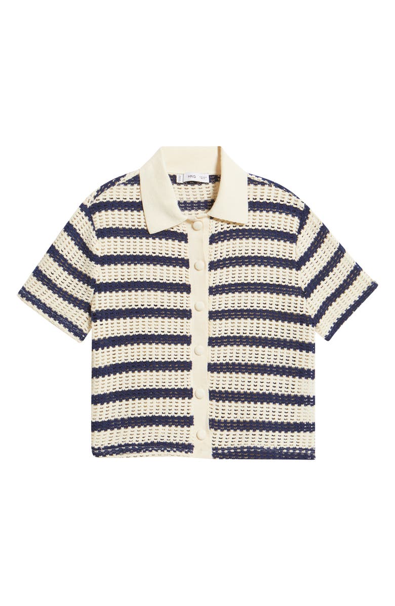 MANGO Miffy Stripe Open Stitch Polo Sweater, Alternate, color, Navy/ Ivory