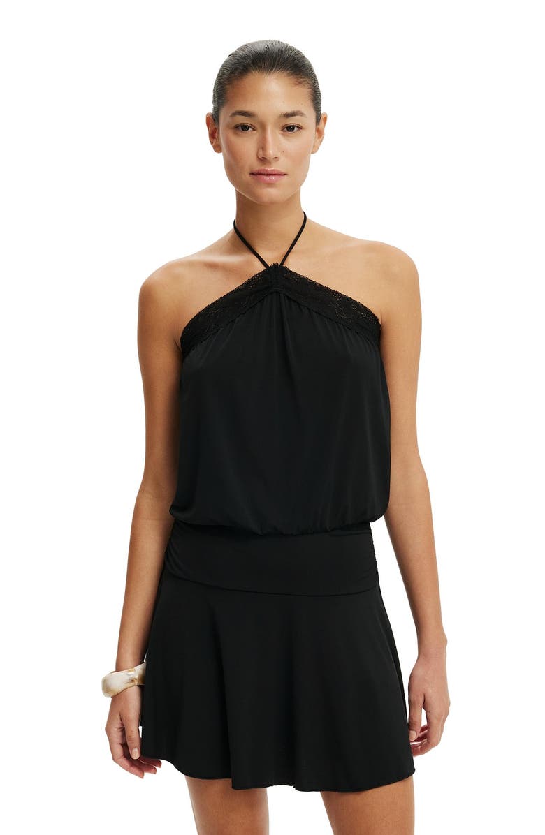 Cotton On Women's Chloe Halter Mini Dress, Main, color, Black