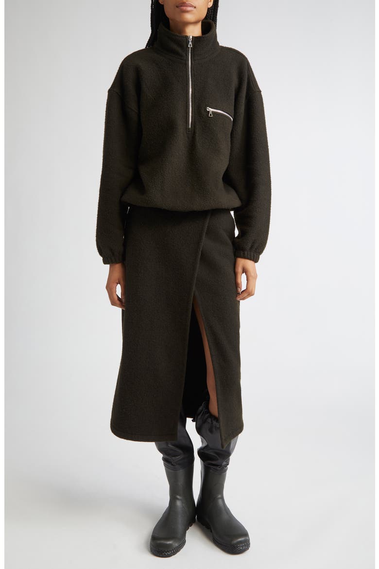 Wool Fleece Wrap Skirt, Alternate, color, TOURBE FLEECE