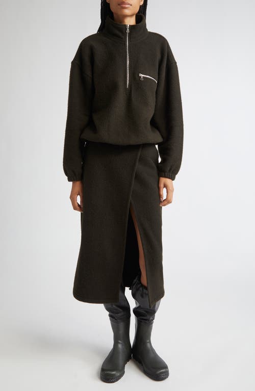 Rier Wool Fleece Wrap Skirt In Black