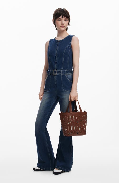 Desigual Cutout Logo Shopper Tote In Brown