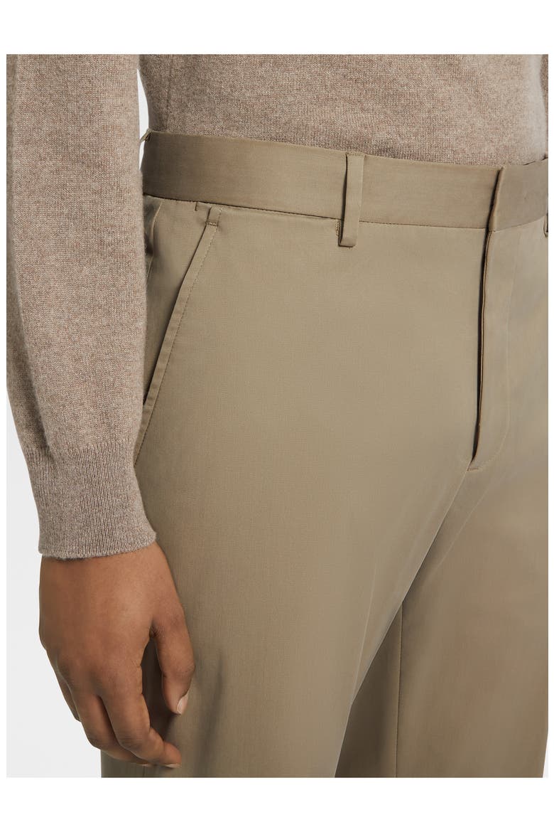 Flat Front Stretch Cotton Gabardine Trousers, Alternate, color, KHAKI