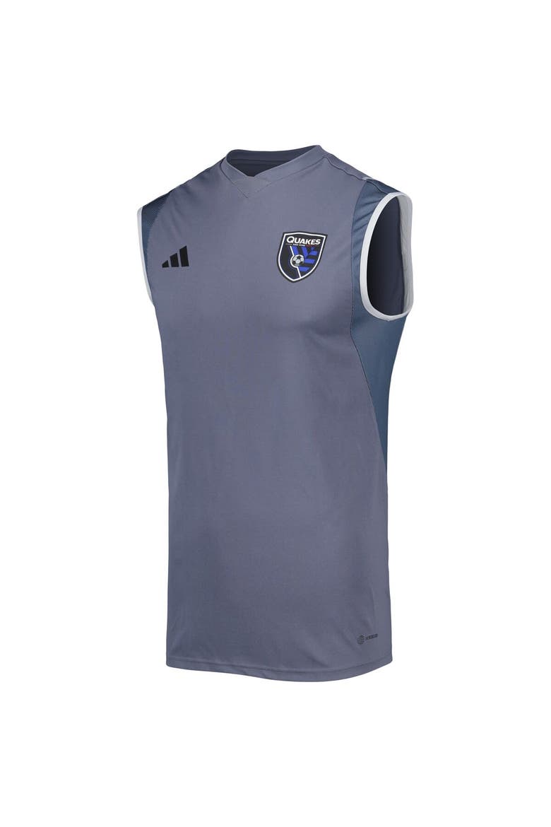 Men's adidas Gray San Jose Earthquakes 2023 On-Field Sleeveless Training Jersey, Alternate, color, Gray