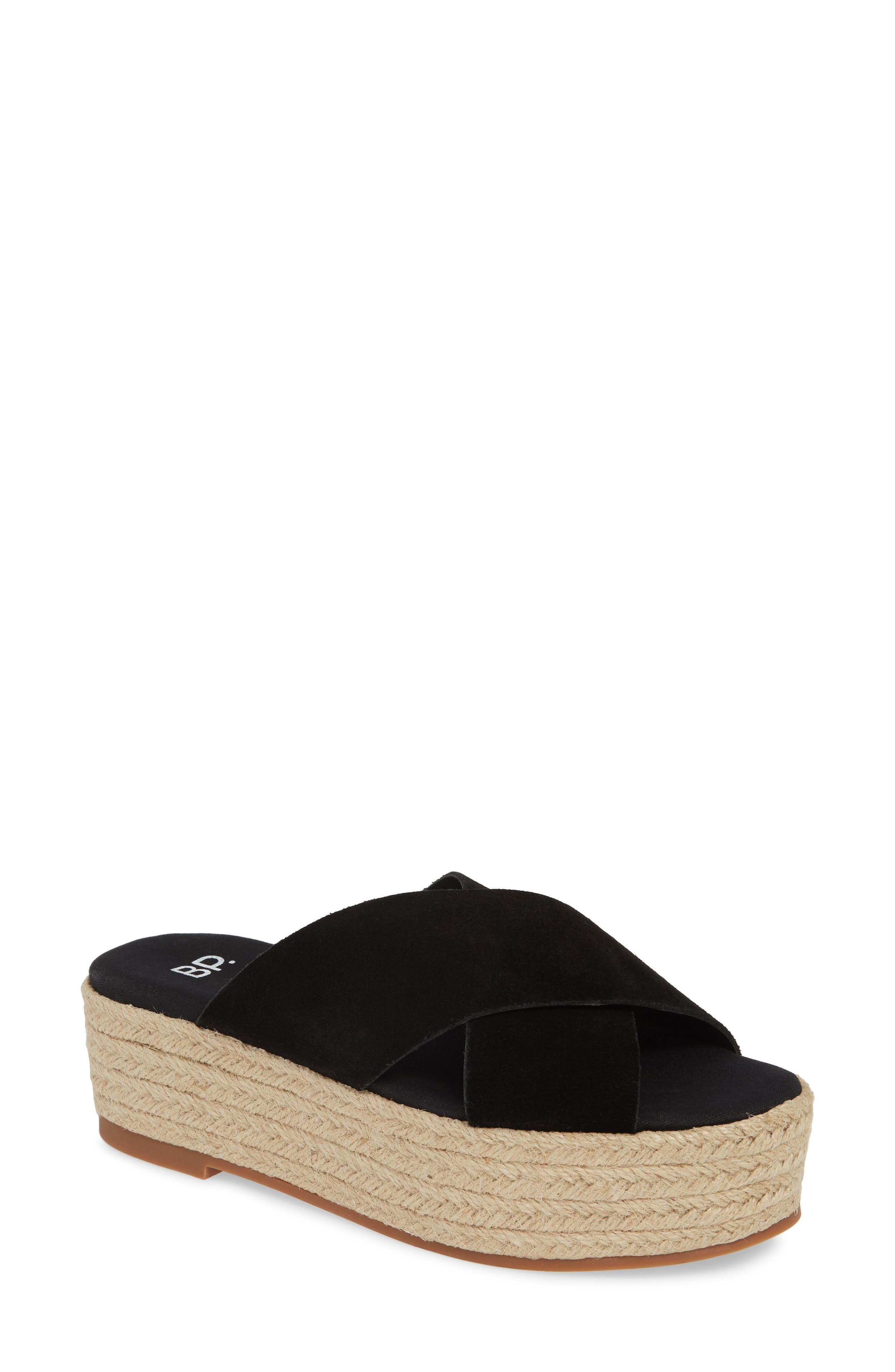 Lila Platform Espadrille Sandal, Main, color, BLACK SUEDE