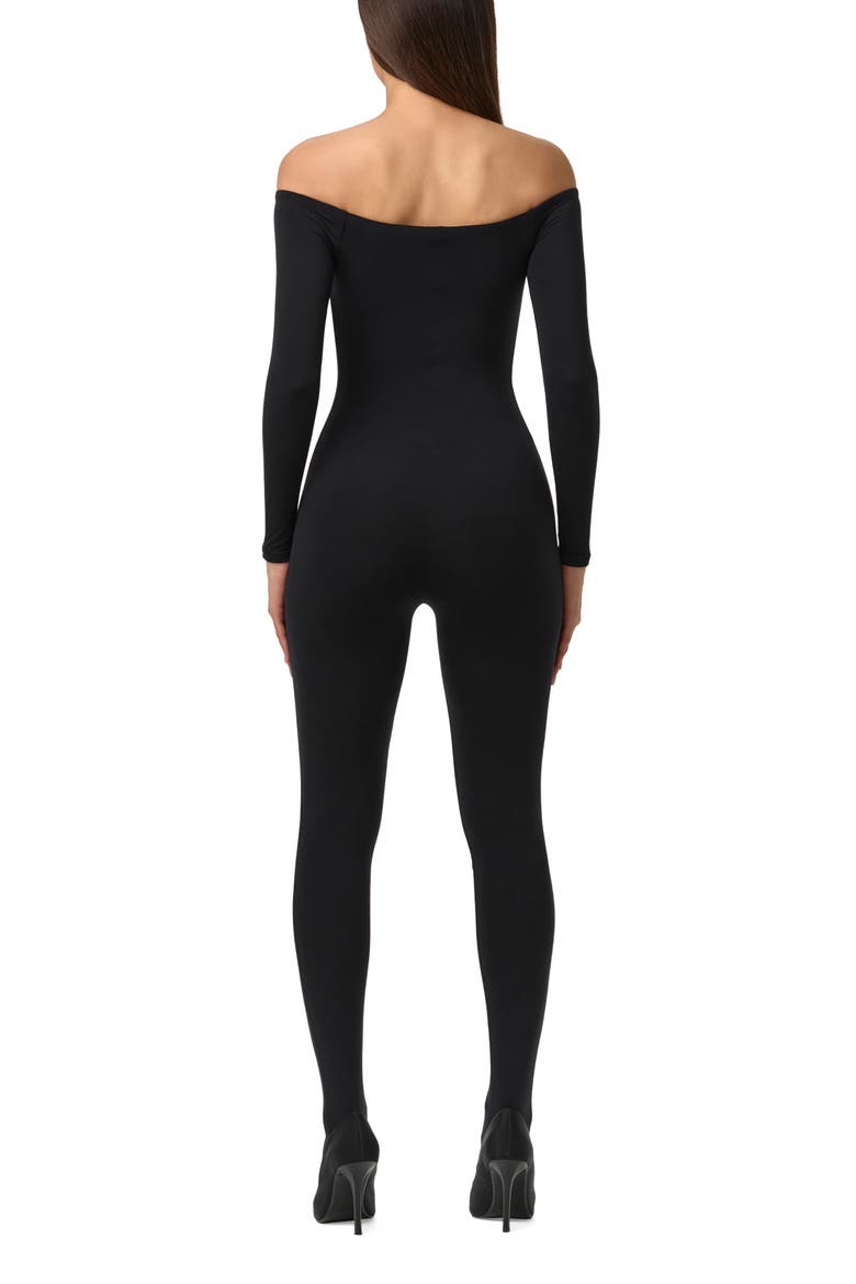 Naked Off-Shoulder Closed Toe Jumpsuit, Alternate, color, BLACK