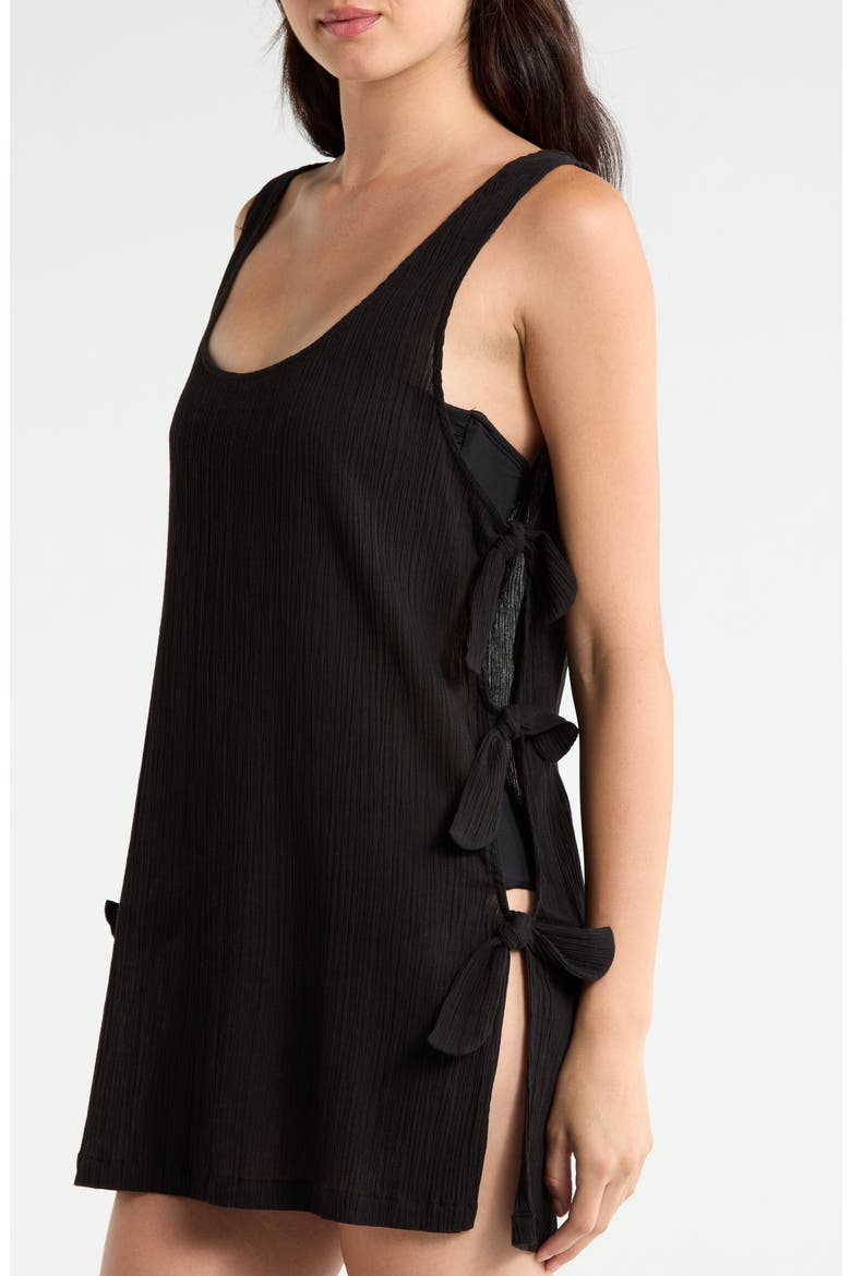 Side Tie A-Line Cover-Up Dress, Alternate, color, BLACK