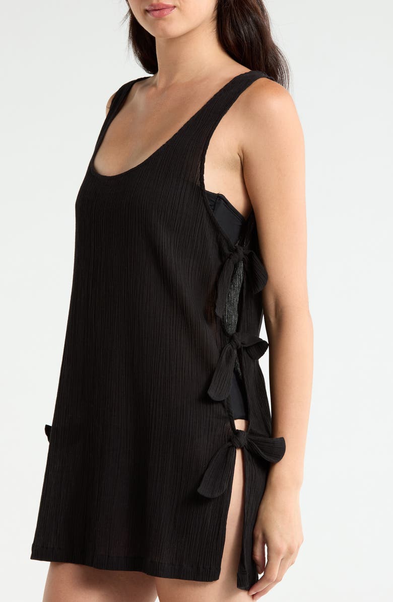 Sanctuary Side Tie A-Line Cover-Up Dress, Alternate, color, Black