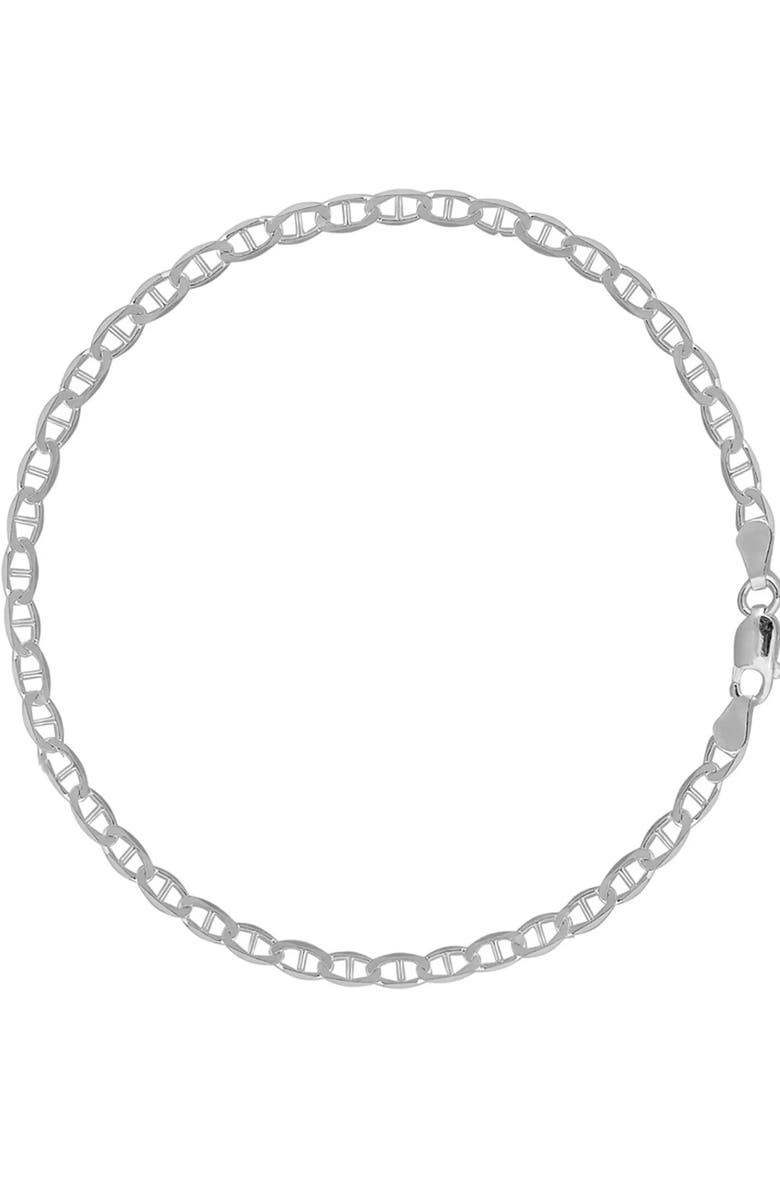 Donatello Gian Sterling Silver Link Anklet, Main, color, Silver