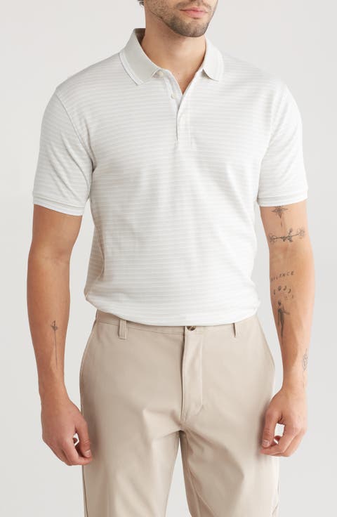 Stripe Cotton Blend Polo Shirt