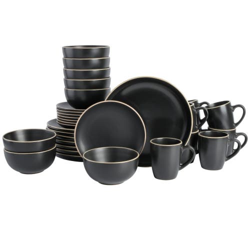 Gibson Home Everyday Essential 32-piece Stoneware Dinnerware Set, Service For 8 In Black