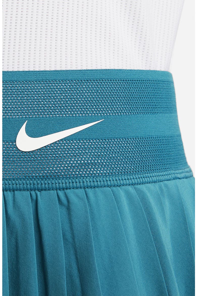 Court Dri-FIT Slam Pleated Handkerchief Hem Skort, Alternate, color, GREEN ABYSS/ WHITE