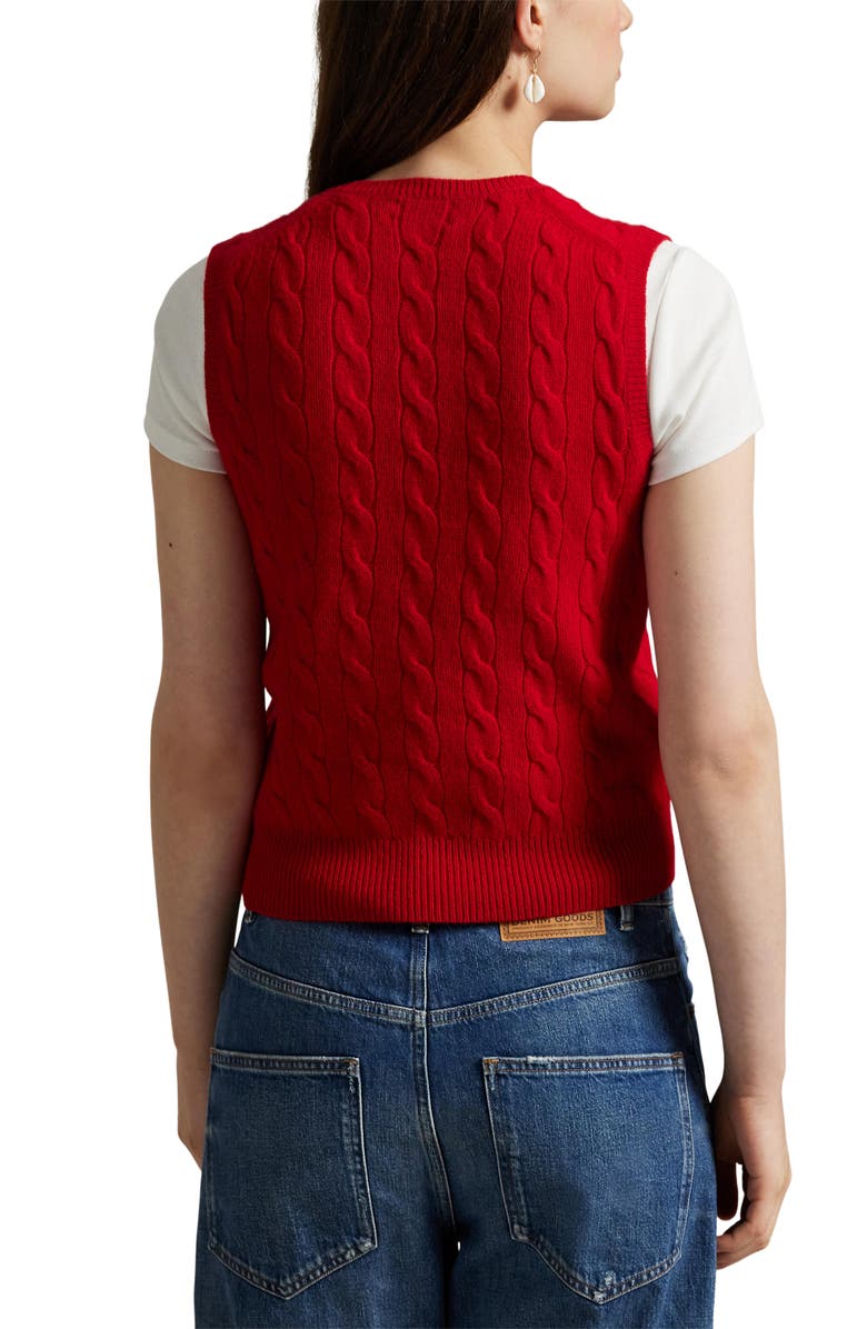 Polo Ralph Lauren Wool & Cashmere Cable Knit Sweater Vest, Alternate, color, Red