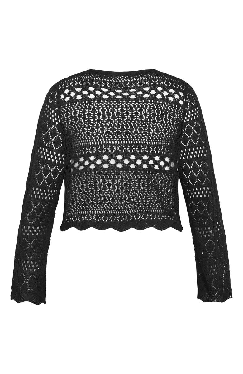City Chic Love Open Stitch Cardigan, Alternate, color, Black
