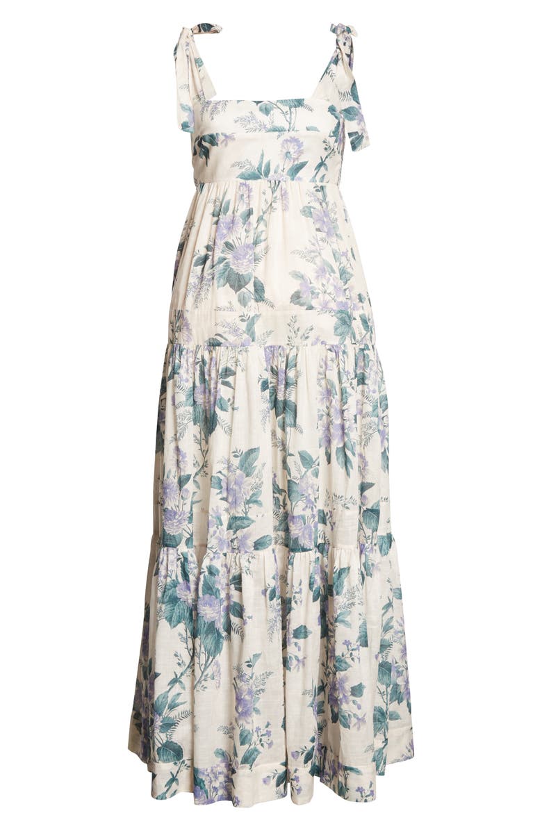 Zimmermann Cassia Floral Print Tie Shoulder Midi Sundress, Alternate, color, 