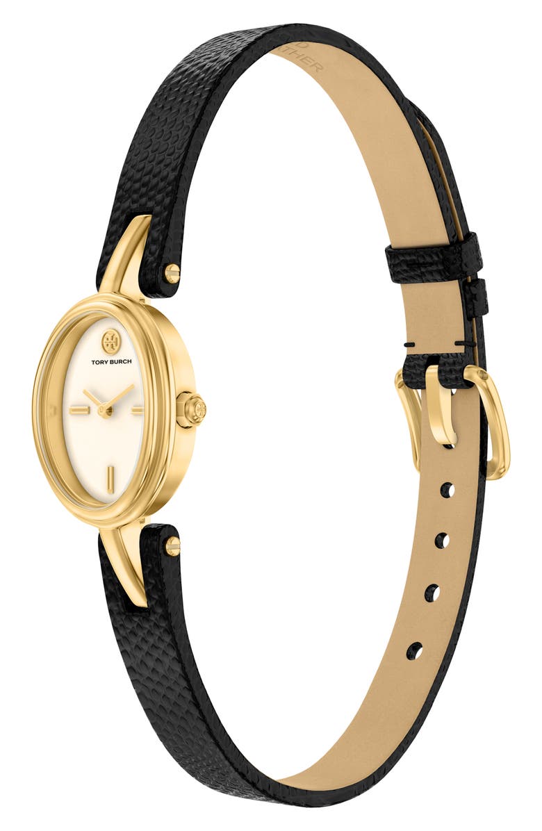 Tory Burch The Small Oval Watch Gift Set, 18mm x 23mm, Alternate, color, Gold / Black