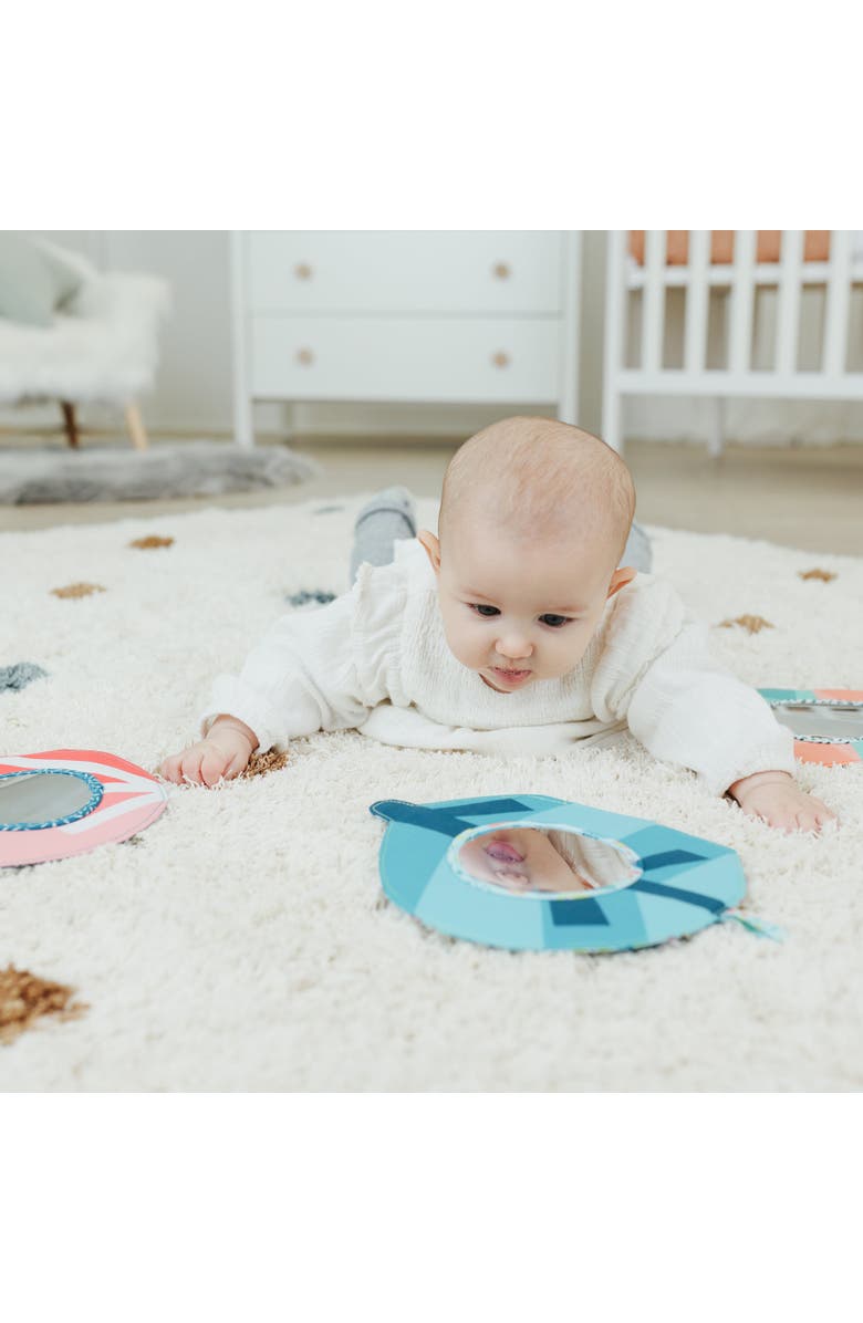 Miniland Feel to Learn Baby Crinkle Mirror, Alternate, color, Blue-Green