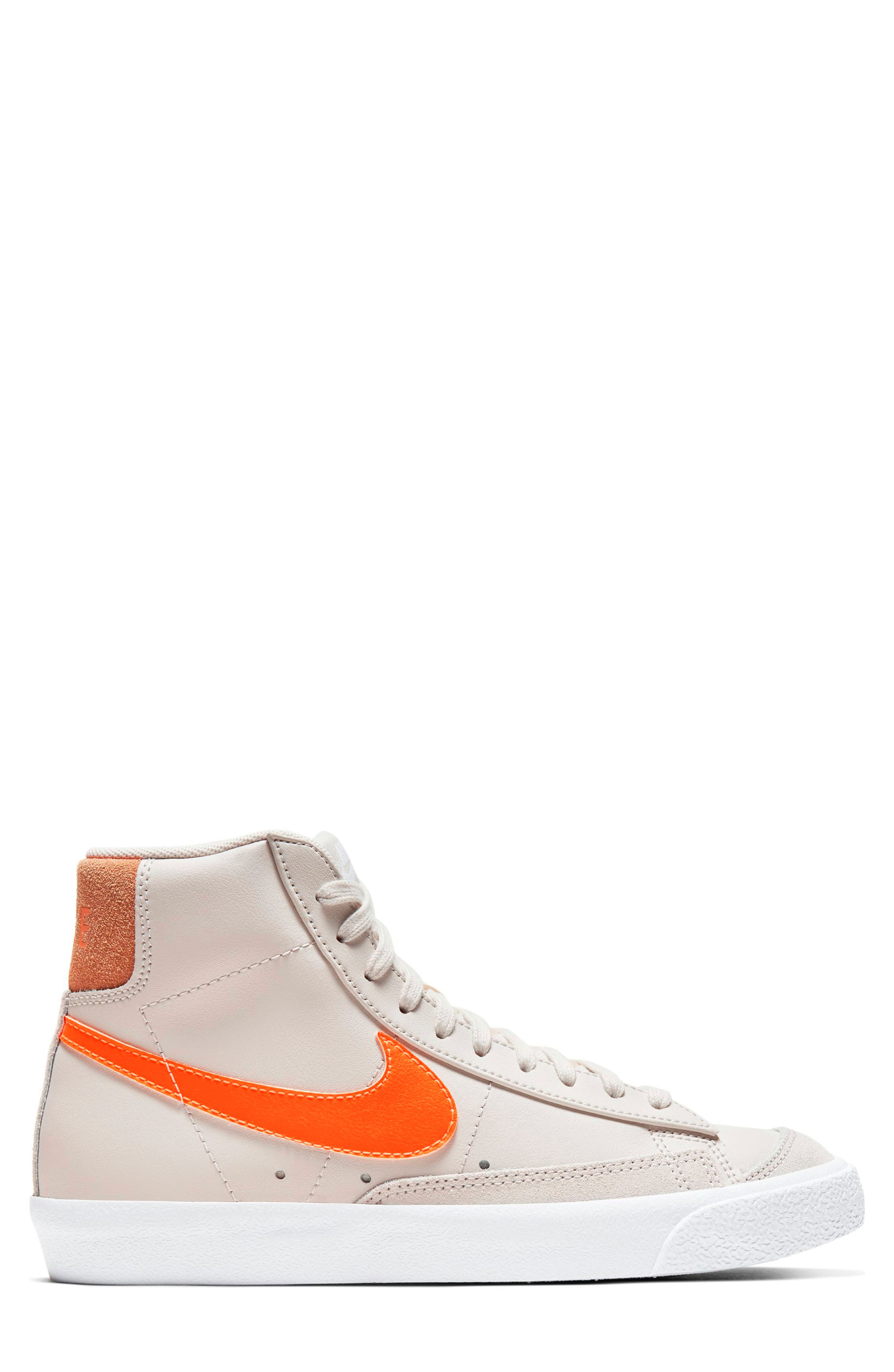 Blazer Mid '77 High Top Sneaker, Alternate, color, LIGHT BONE/ ORANGE/ ORANGE