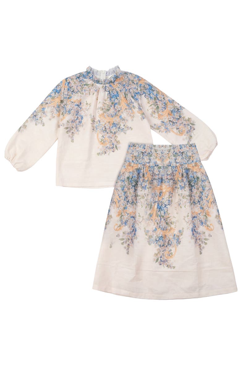 The Umbrella Academy Border Floral Ruffled Blouse & Skirt 2 Piece Set, Main, color, Cream Floral