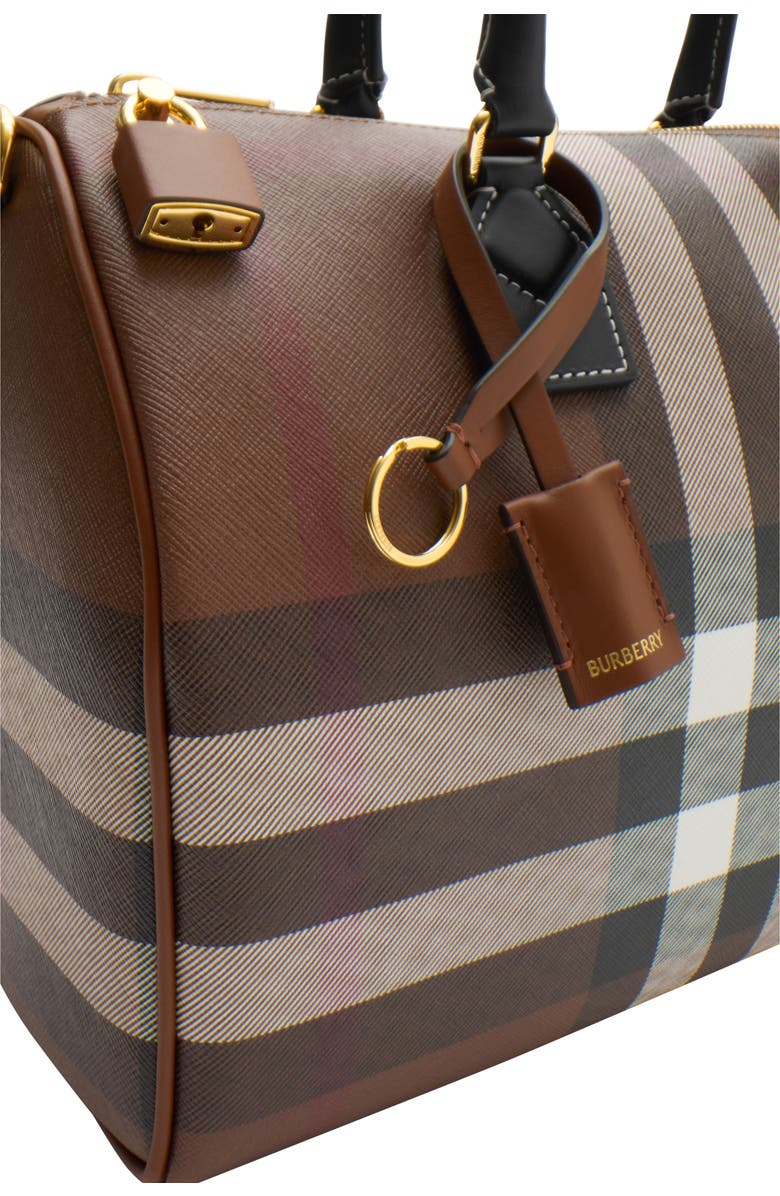 Burberry Medium Check Bowling Bag, Alternate, color, Dark Birch Brown