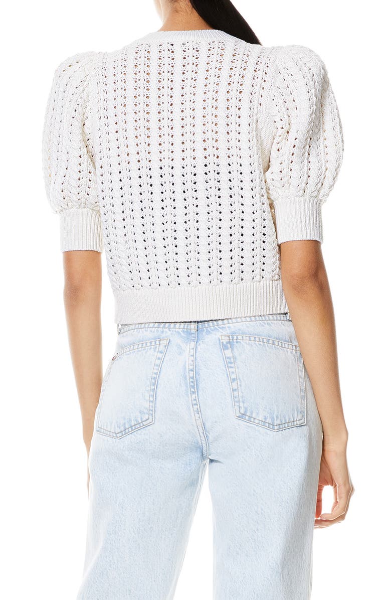 Alice + Olivia Kitty Bow Front Wool & Cotton Blend Cardigan, Alternate, color,