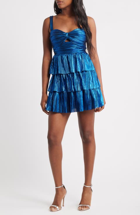 Pleated Metallic Minidress