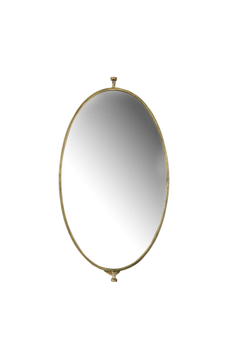 Storied Home Distressed Oval Metal Framed Pivoting Wall Mirror, Gold, Main, color, 