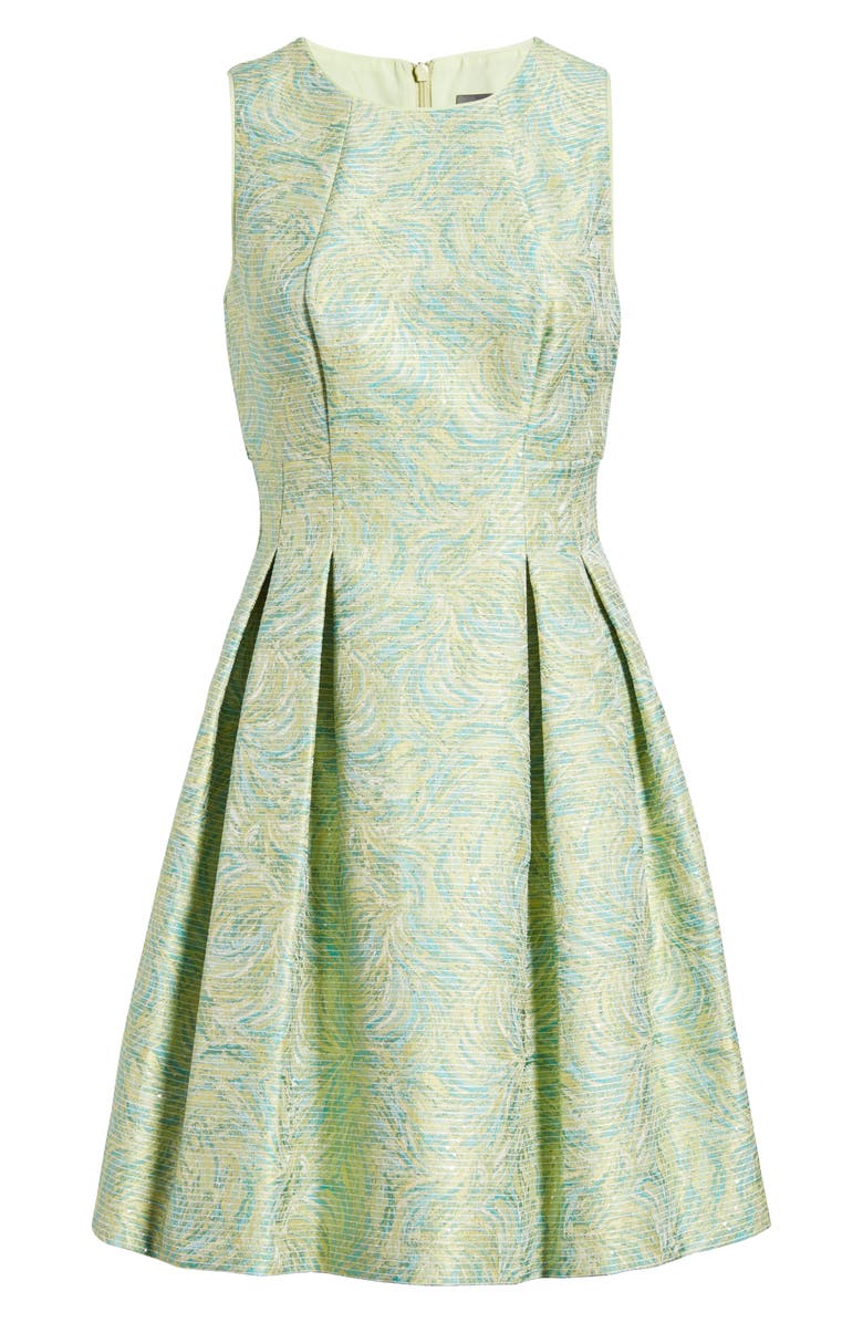 Vince Camuto Jacquard Fit & Flare Dress, Alternate, color, Green Multi