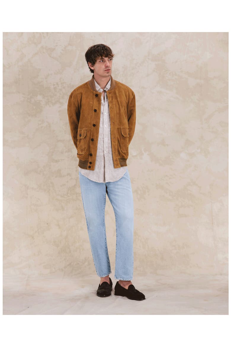 Cruiser Suede Bomber Jacket, Alternate, color, CAMEL