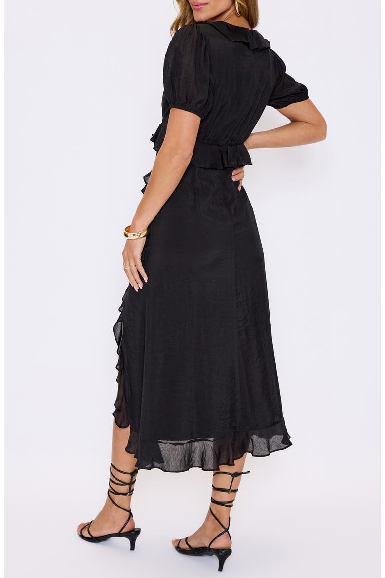 Noir Nights Ruffle Dress, Alternate, color, BLACK