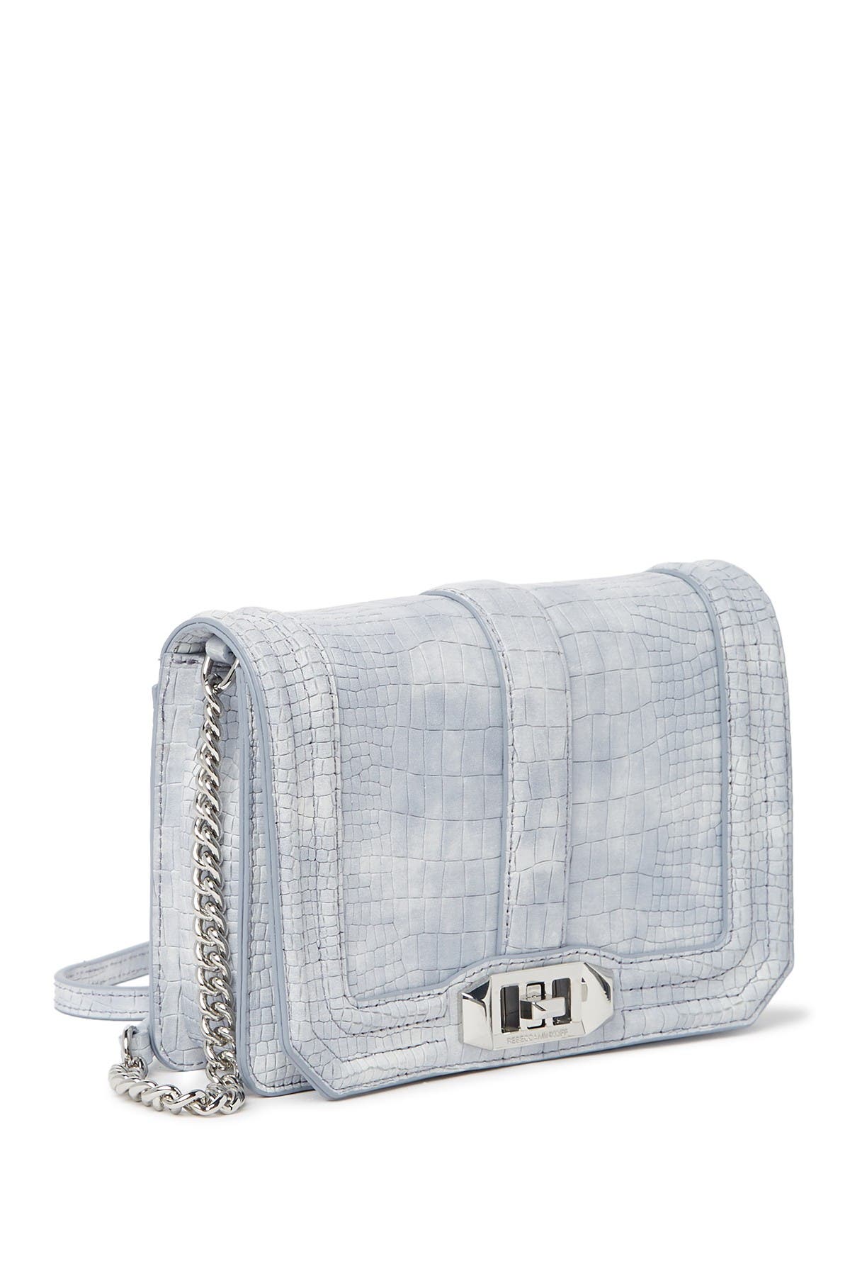 Rebecca Minkoff Small Love Croc Embossed Leather Crossbody Bag, Alternate, color, 