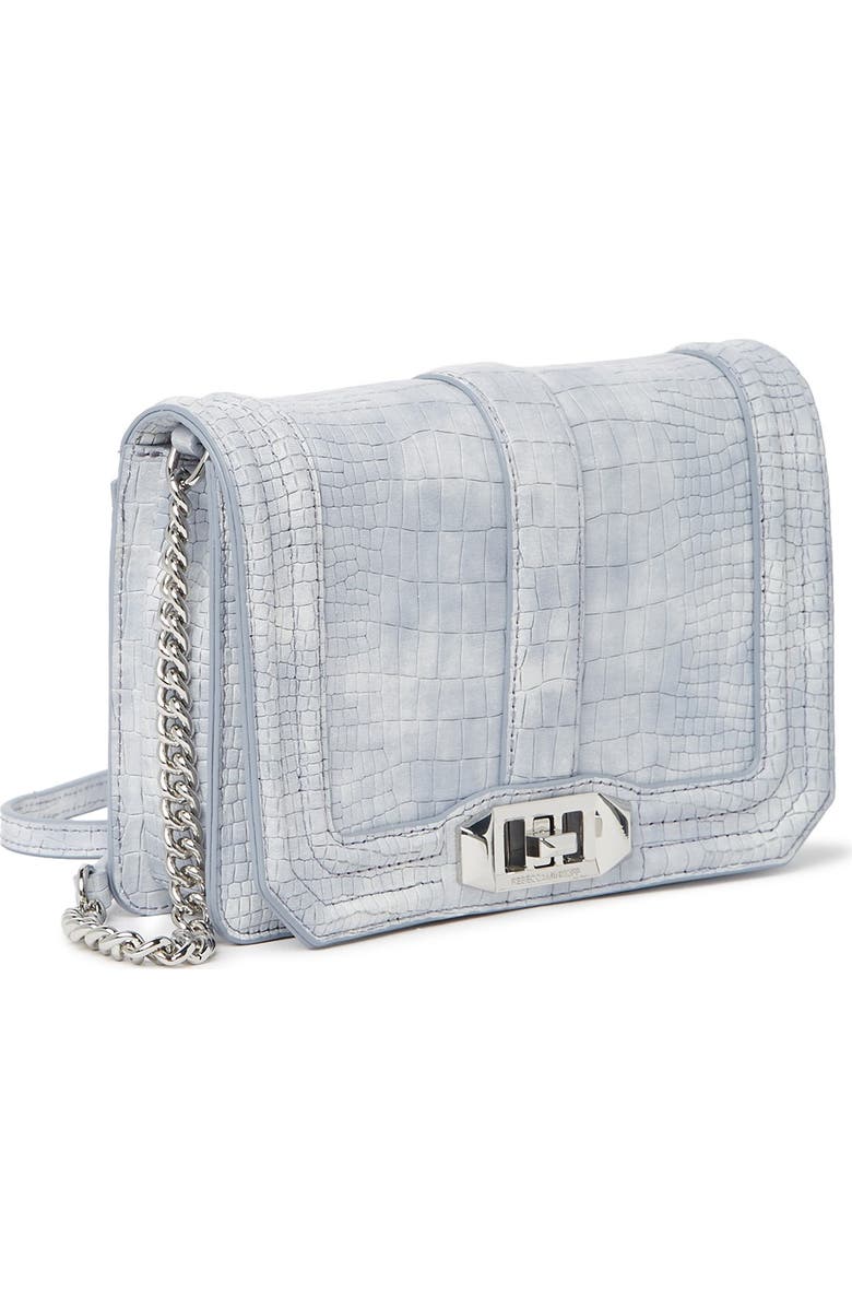 Rebecca Minkoff Small Love Croc Embossed Leather Crossbody Bag, Alternate, color,