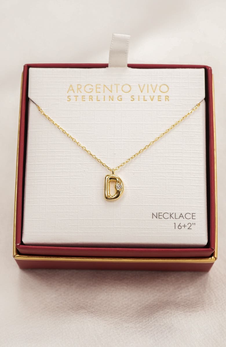 Argento Vivo Sterling Silver Cubic Zirconia Bubble Initial Necklace, Alternate, color, Gold D