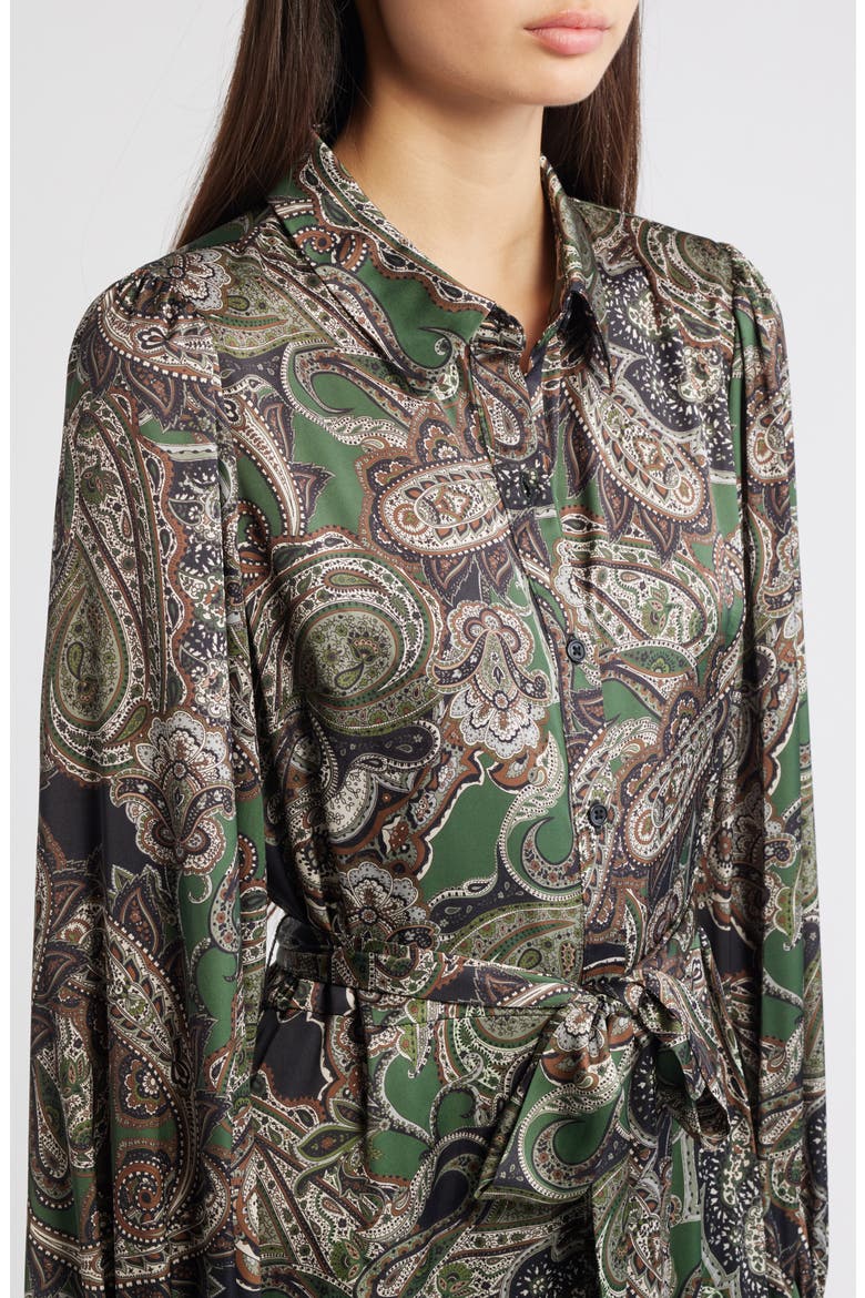 Paisley Long Sleeve Maxi Shirtdress, Alternate, color, GREEN MULTI