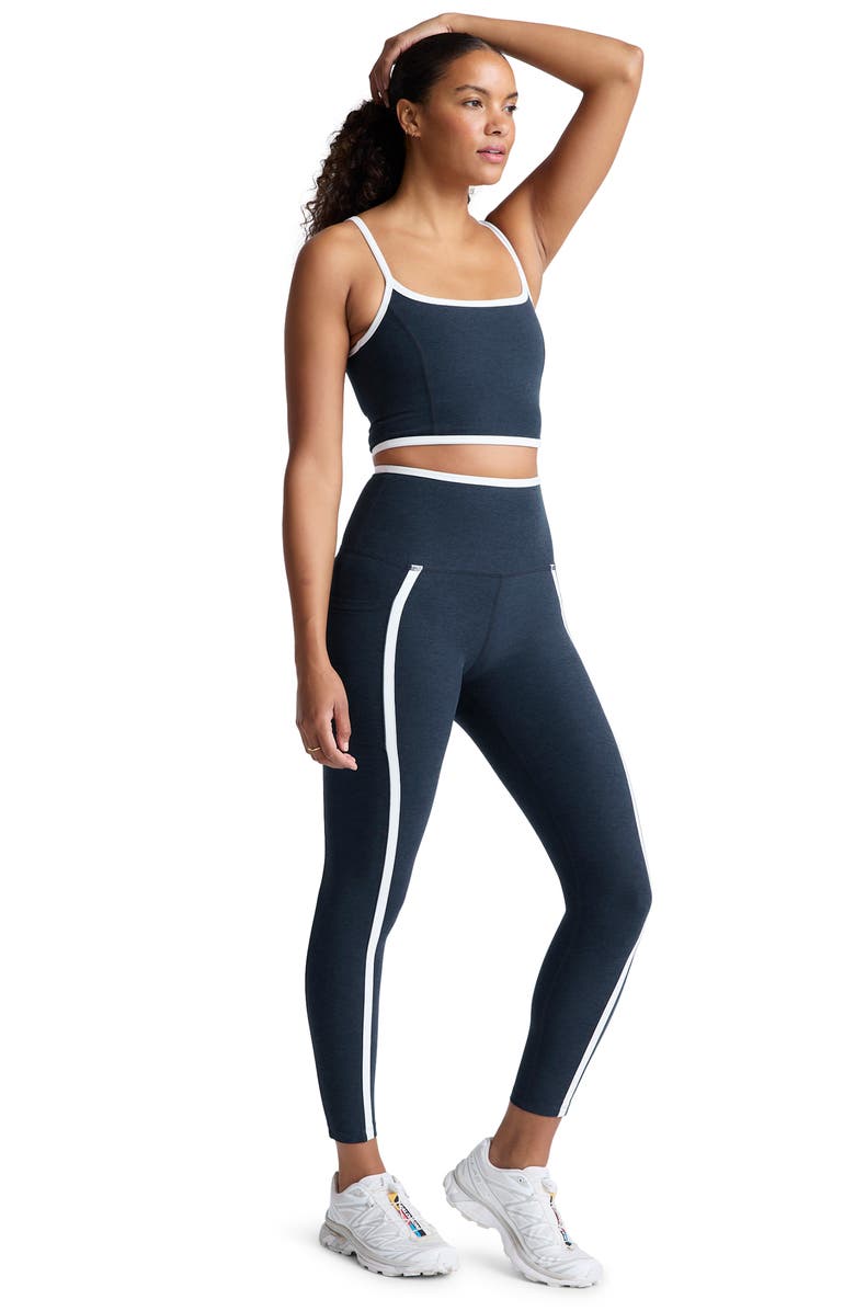 Beyond Yoga Out of Pocket Side Stripe High Waist Pocket Leggings, Alternate, color, Nocturnal Navy/Cloud