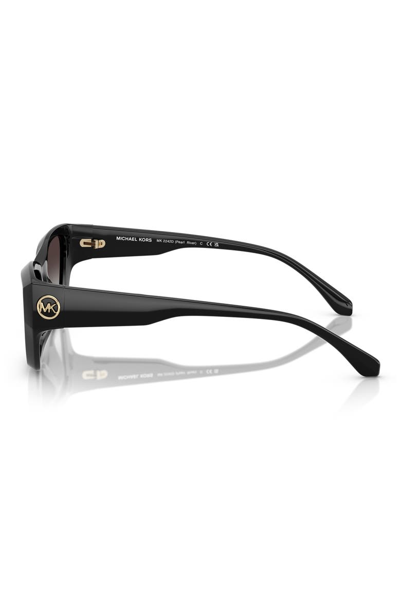 56mm Geometric Sunglasses, Alternate, color, BLACK / DARK GREY GRADIENT