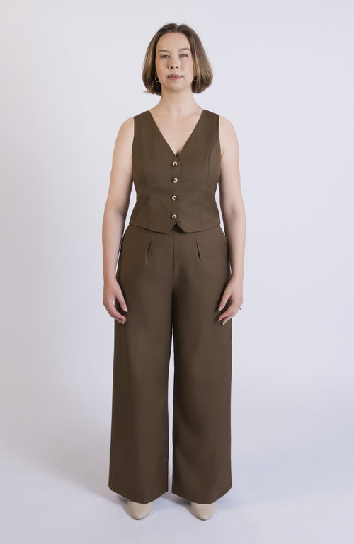 Aam The Label The Wool Wide Leg Pant For Full Hips And Thighs In Brown