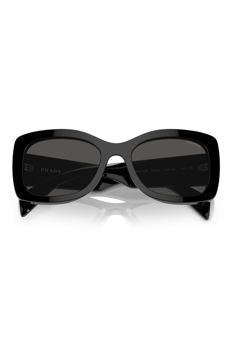 56mm Oval Sunglasses, Alternate, color, BLACK