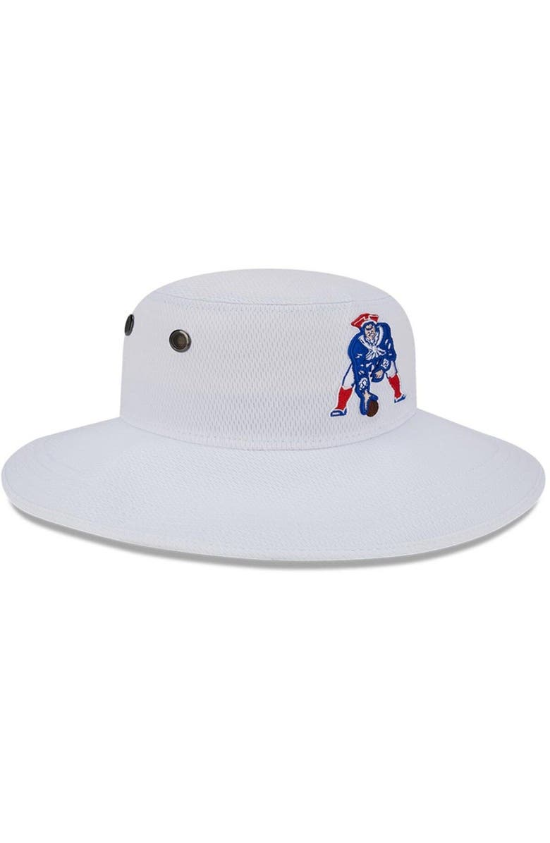 New Era Men's New Era White New England Patriots 2023 NFL Training Camp Throwback Panama Bucket Hat, Alternate, color, White