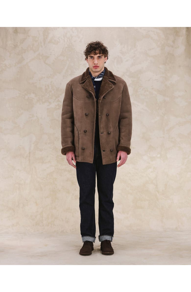 Fortela Shearling Double Breasted Jacket, Alternate, color, Light Brown