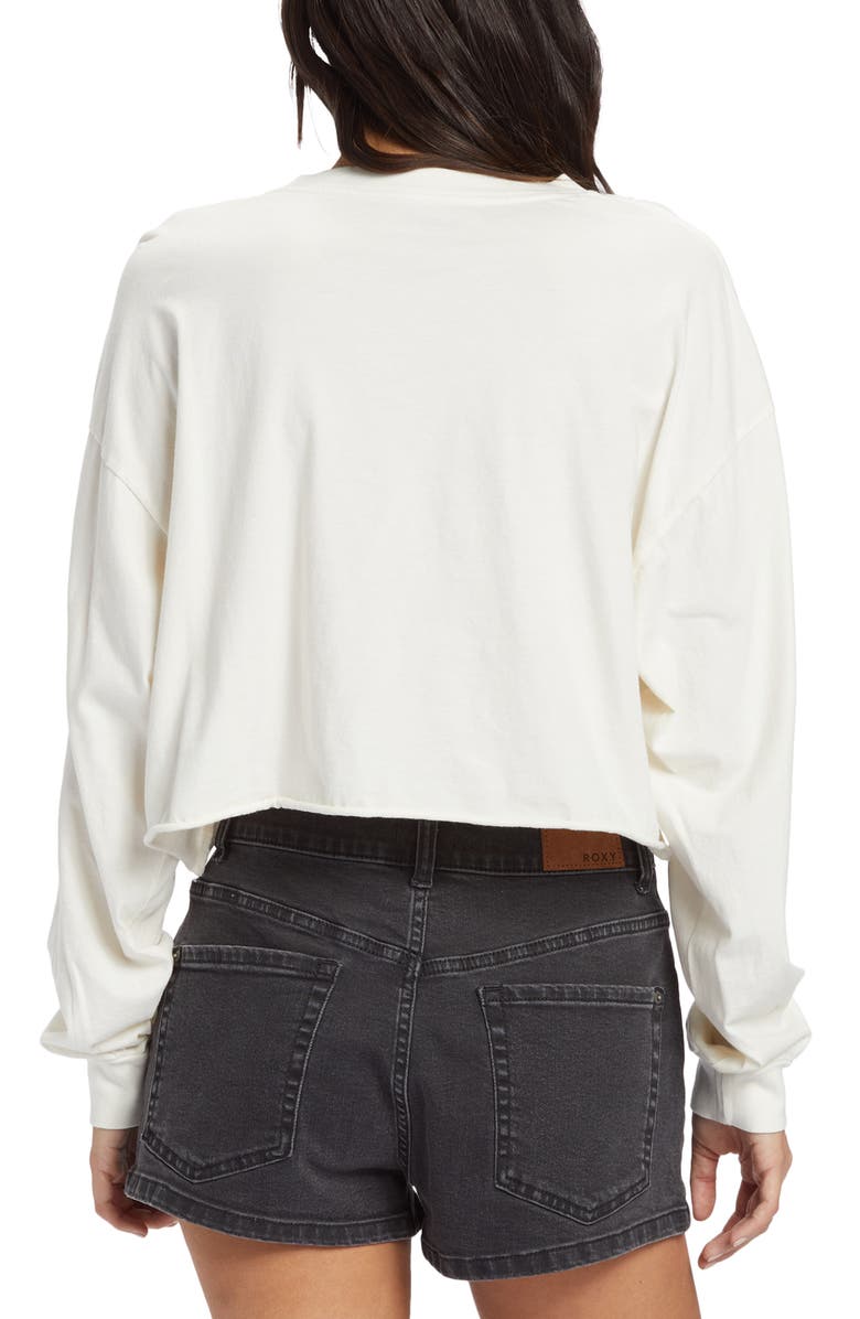 Roxy Hawaii Vacay Long Sleeve Cotton Graphic Crop T-Shirt, Alternate, color,