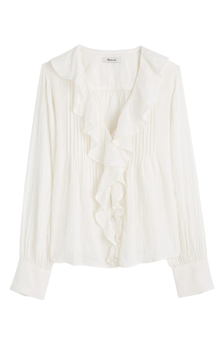 Madewell Ruffled Pintuck Long Sleeve Top, Alternate, color, Ivory