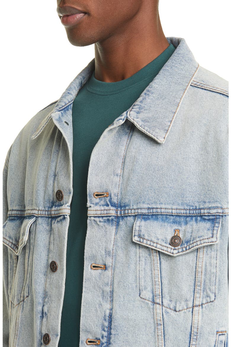 Logo Denim Trucker Jacket, Alternate, color, 80'S DIRT BLEACH BLUE