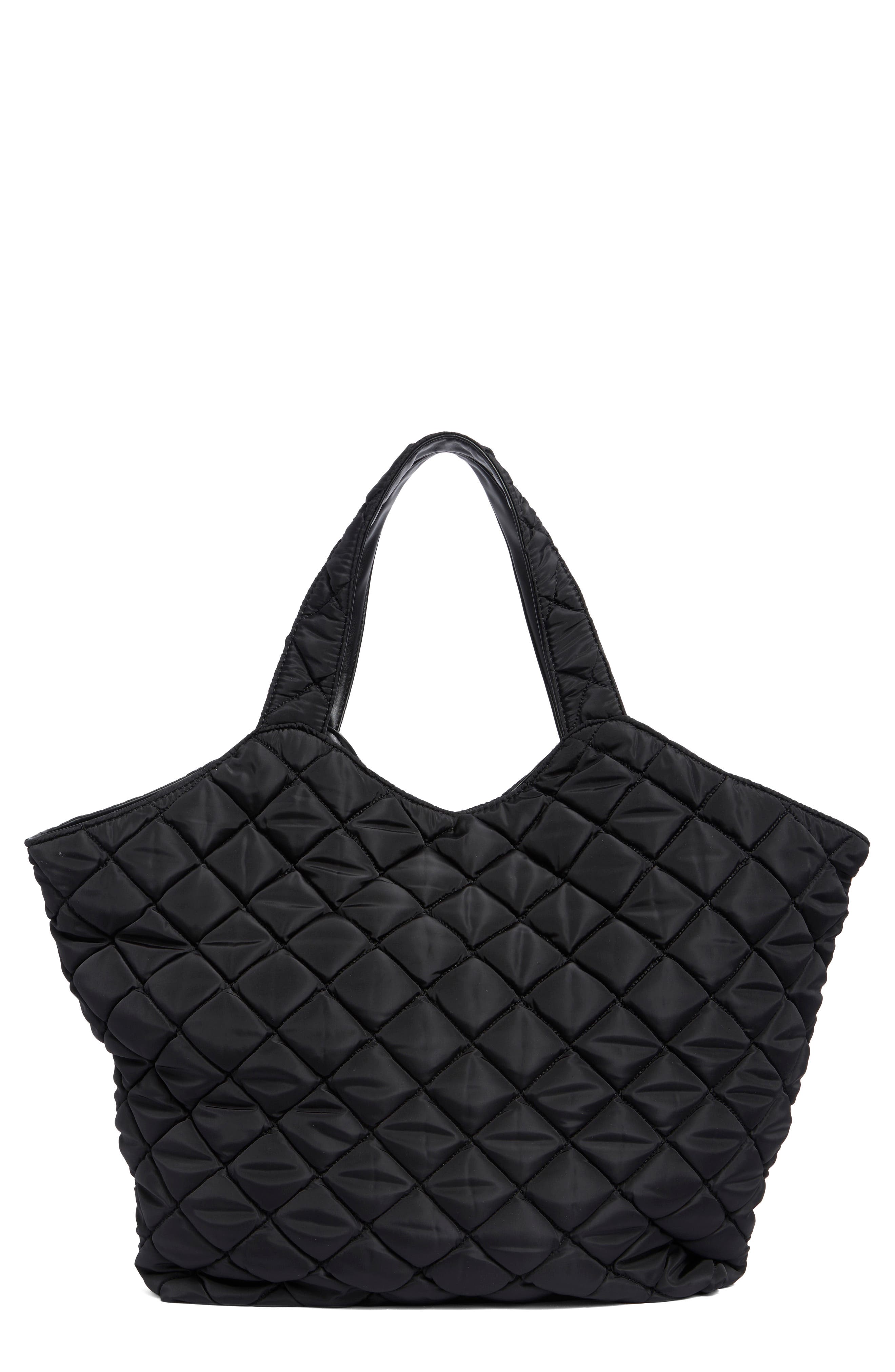 URBAN EXPRESSIONS HANDBAGS Diamond Quilted Tote, Main, color, Black