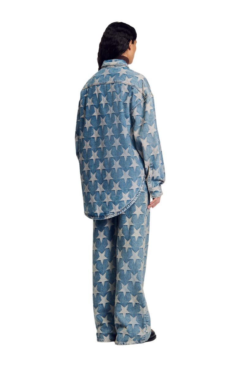 SANDRO Starry denim overshirt jacket, Alternate, color, 