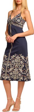 Ramy Brook Constanza Embroidered Detail Stretch Cotton Dress