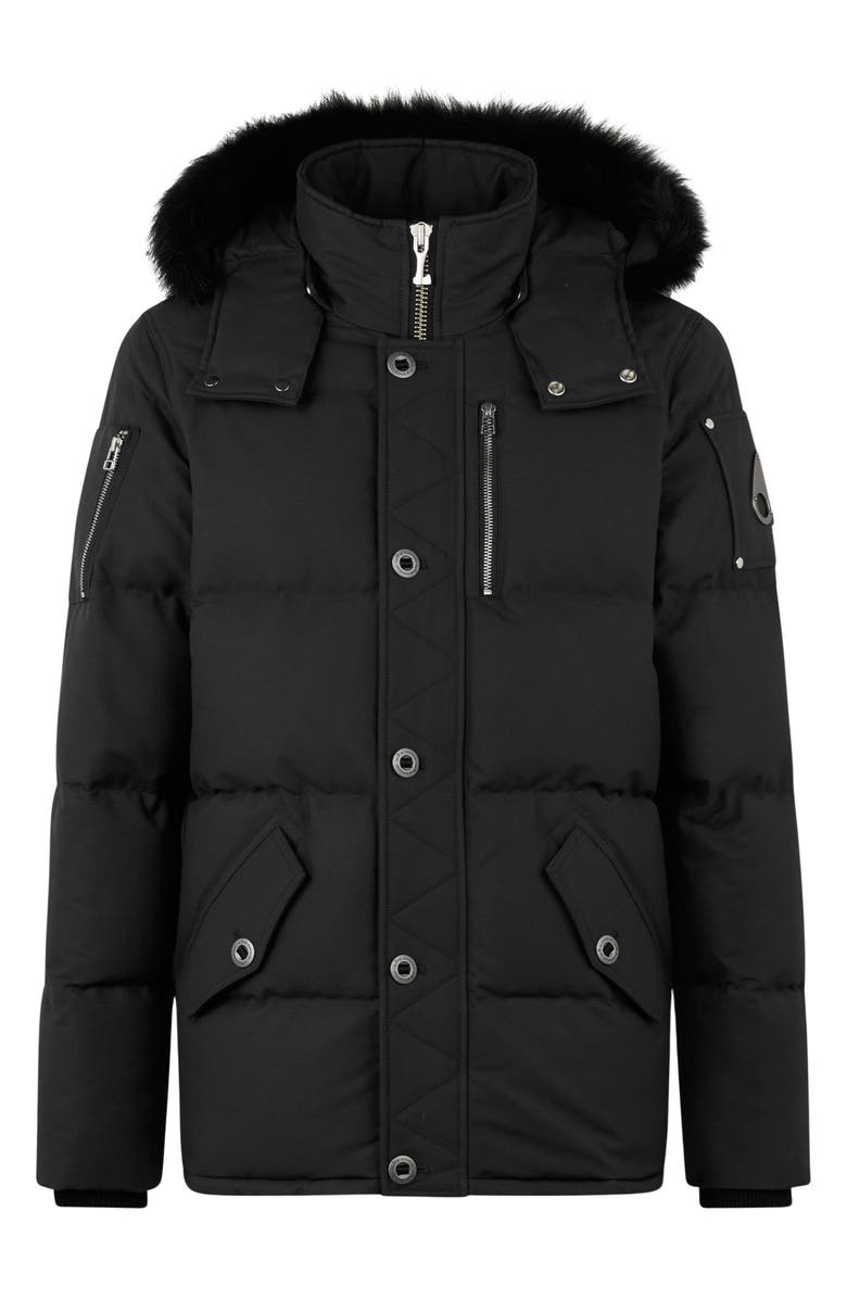 Moose Knuckles Original 3Q Genuine Shearling Trim Water Resistant & Wind Resistant 650 Fill Power Down Puffer Jacket, Main, color, 