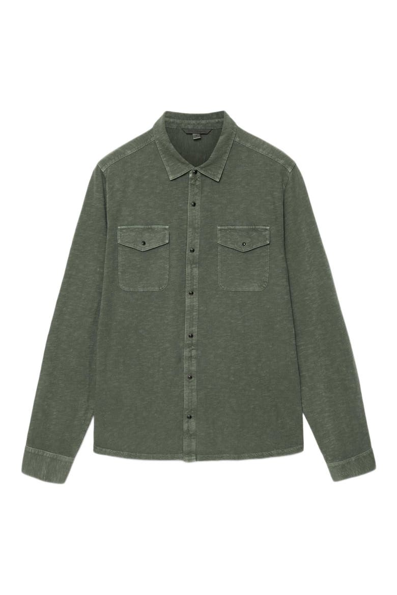 Arvon Vintage Wash Slub Organic Cotton Snap-Up Western Shirt, Alternate, color, ARMY GREEN