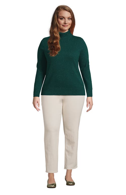 Lands' End Cashmere Turtleneck Sweater In Green